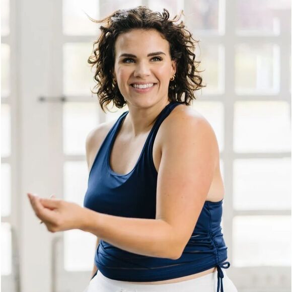 ZYIA Active Havana Cinched Tank Navy XL Workout Racerback Crop NWT - Picture 4 of 11